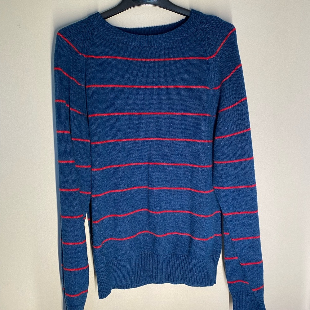 Vintage Blue and Red Striped Sweater Sz L